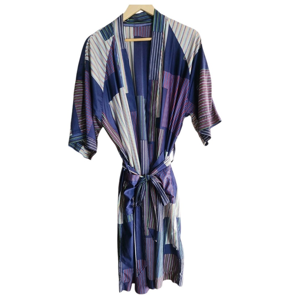 Vintage Mr Teri California Men's Mod Robe  Striped‎ Colorful 70s Lightweight